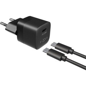 Set sieťovej nabíjačky FIXED Mini s USB-C výstupom a USB-C/USB-C kábla, podpora PD, 1 meter, 20W, či