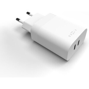 Sieťová nabíjačka FIXED s 2x USB-C výstupom, podpora PD, 35W, biela