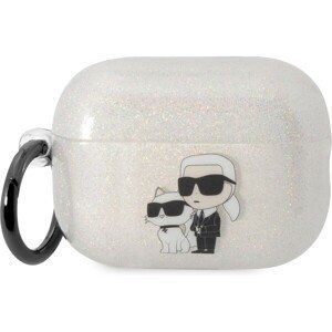 Karl Lagerfeld 3D Logo NFT Karl and Choupette TPU Glitter Puzdro pre Airpods Pro 2 White