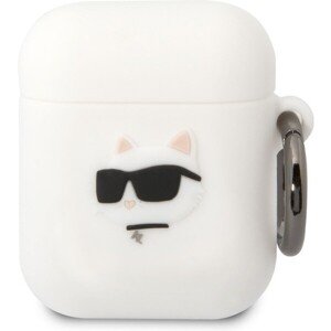 Karl Lagerfeld 3D Logo NFT Choupette Head Silikónové Puzdro pre Airpods 1/2 White