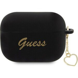 Guess 4G Charms Heart Silikónové Puzdro pre Airpods Pro 2 Black