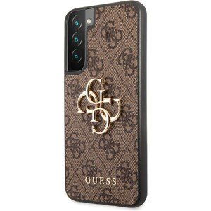 Guess PU 4G Metal Logo Zadný Kryt pre Samsung Galaxy S23+ Brown