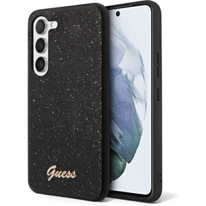 Guess PC/TPU Glitter Flakes Metal Logo Zadný Kryt pre Samsung Galaxy S23 Black