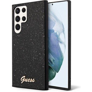 Guess PC/TPU Glitter Flakes Metal Logo Zadný Kryt pre Samsung Galaxy S23 Ultra Black