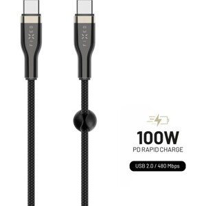 Krátky nabíjací a dátový opletený kábel FIXED s konektormi USB-C/USB-C a podporou PD, 0.5m, USB 2.0,