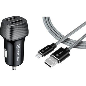 Tactical Field Plug Dual 24W + Tactical Fast Rope Aramid Cable USB-A/Lightning MFi 0.3m Grey