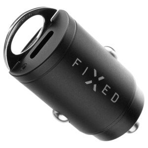 Set autonabíjačky FIXED s 2xUSB-C výstupom a USB-C/USB-C kábla, podpora PD, 1,2 meter, 30W, čierny