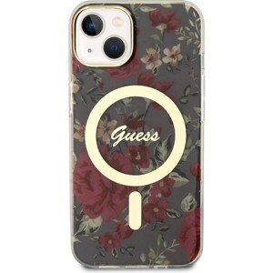 Guess PC/TPU Flowers IML MagSafe Kompatibilný Zadný Kryt pre iPhone 14 Kaki