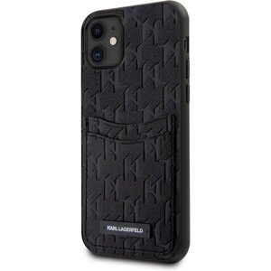 Karl Lagerfeld Saffiano Monogram Card Slot Zadný Kryt pre iPhone 11 Black