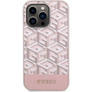 Guess PU G Cube MagSafe Kompatibilný Zadný Kryt pre iPhone 14 Pro Max Pink