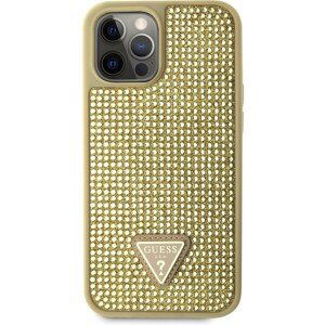 Guess Rhinestones Triangle Metal Logo Kryt pre iPhone 12 Pro Max Gold