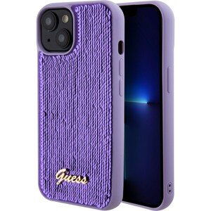 Guess Sequin Script Logo Zadný Kryt pre iPhone 15 Purple