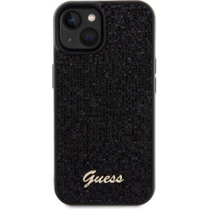 Guess PU Square Mirror Script Logo Zadný Kryt pre iPhone 15 Black