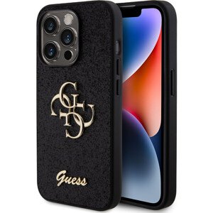 Guess PU Fixed Glitter 4G Metal Logo Zadný Kryt pre iPhone 15 Pro Black