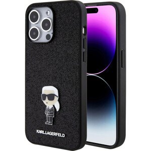 Karl Lagerfeld Fixed Glitter Metal Ikonik Zadný Kryt pre iPhone 15 Pro Max Black