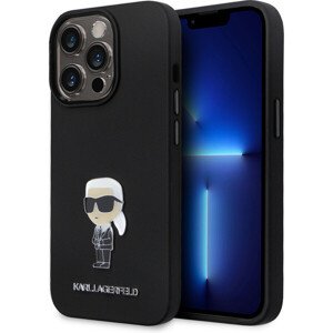 Karl Lagerfeld Liquid Silicone Metal Ikonik Zadný Kryt pre iPhone 15 Pro Black