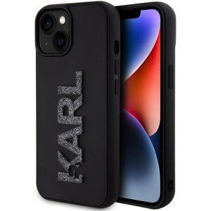 Karl Lagerfeld 3D Rubber Glitter Logo Karl Zadný Kryt pre iPhone 15 Black