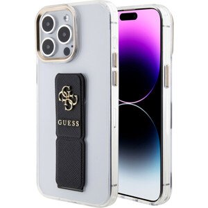 Guess PU Grip Stand 4G Metal Logo Zadný Kryt pre iPhone 15 Pro Black