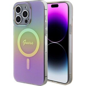 Guess IML Iridescent Script MagSafe Zadný Kryt pre iPhone 15 Pro Pink