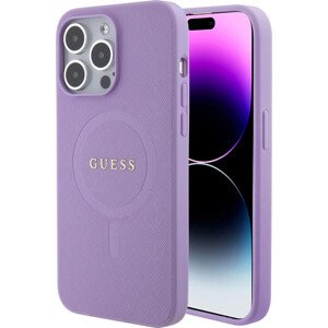 Guess PU Saffiano MagSafe Zadný Kryt pre iPhone 15 Pro Max Purple