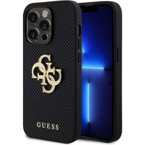 Guess PU Perforated 4G Glitter Metal Logo Zadný Kryt pre iPhone 14 Pro Max Black