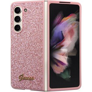 Guess PC/TPU Glitter Flakes Metal Logo Zadný Kryt pre Samsung Galaxy Z Fold 5 Pink