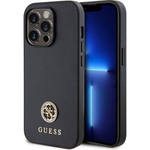 Guess PU 4G Strass Metal Logo Zadný Kryt pre iPhone 15 Pro Black