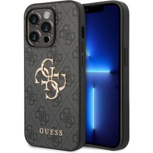 Guess PU 4G Metal Logo Zadný Kryt pre iPhone 15 Pro Grey