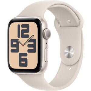 Apple Watch SE (2023) GPS 44mm športový silikónový remienok hviezdne biely M/L