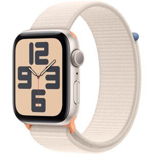 Apple Watch SE (2023) GPS 44mm športový prevliekací remienok hviezdne biely