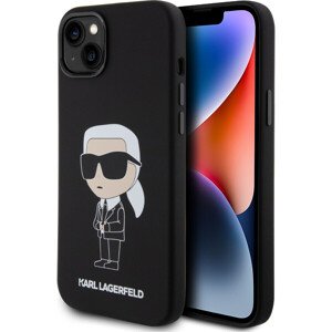 Karl Lagerfeld Liquid Silicone Ikonik NFT Zadný Kryt pre iPhone 15 Plus Black