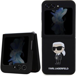 Karl Lagerfeld Liquid Silicone Ikonik NFT Zadný Kryt pre Samsung Galaxy Z Flip 5 Black