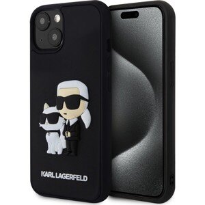 Karl Lagerfeld 3D Rubber Karl and Choupette Zadný Kryt pre iPhone 14 Black