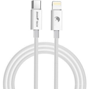 RhinoTech kábel s nylonovým opletom USB-C na Lightning 27W 1M biela