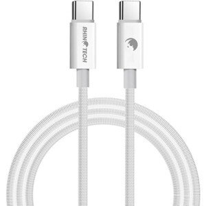 RhinoTech kábel s nylonovým opletom USB-C na USB-C 60W 1M biela