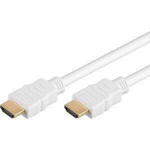 PremiumCord HDMI High Speed + Ethernet kábel, biely, pozlátené konektory, 3m