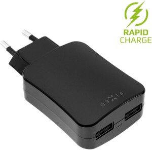 FIXED nabíjačka s 2xUSB výstupom, 24W (2x2,4A), čierna