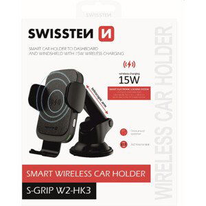 SWISSTEN S-GRIP W2-HK3 Držiak do auta s bezdrôtovým dobíjaním 15W čierny