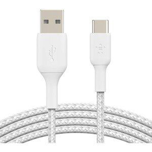 Belkin BOOST Charge Braided USB-C/USB-A odolný kábel, 1m, biely