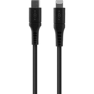 FIXED Liquid silicone kábel USB-C/Lightning (PD), MFi, 1.2m, čierny
