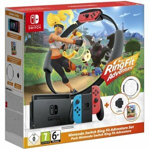 Nintendo Switch konzole červená/modrá + hra Ring Fit