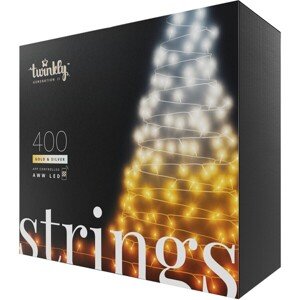 Twinkly Strings Gold Edition inteligentné žiarovky na stromček 400 ks 32m čierny kábel