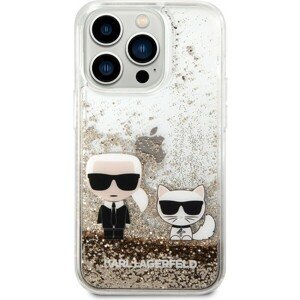 Karl Lagerfeld Liquid Glitter Karl a Chúpette kryt iPhone 14 Pro zlatý