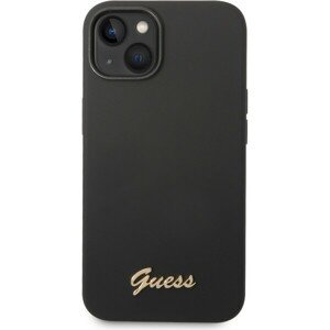 Guess Liquid Silicone Metal Logo kryt iPhone 14 Plus čierny