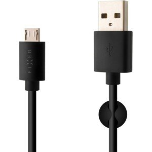 FIXED dátový a nabíjací kábel microUSB, 2 metre, 2,4A, čierny