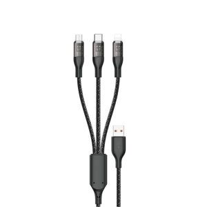 Dudao L22X Rýchlonabíjací kábel, 120W, 1m, 3v1, USB - USB-C/Micro USB/Lightning, strieborný