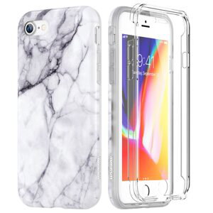 Suritch 360 Marble obal iPhone 7 / 8 / SE 2020 / 2022, bielo-čierny