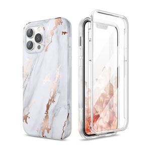 Suritch 360 Marble obal iPhone 13 Pro, bielo-čierny