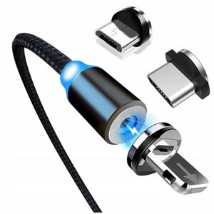 JP kábel 3v1 s magnetickými koncovkami USB - USB-C/Lightning, Micro-USB, 1 m, čierny