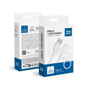 BlueStar kábel USB - Lightning 1 m, biely